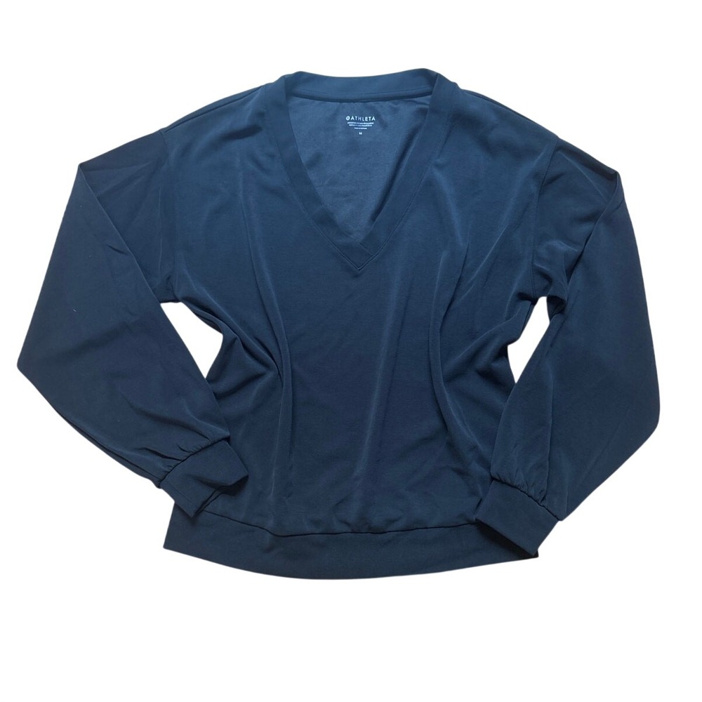 Athleta black long sleeve modal v neckline pullover sweatshirt SIZE M